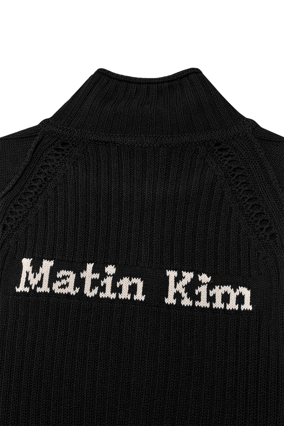 Matin Kim Back Logo High Neck Knit Vest — Black