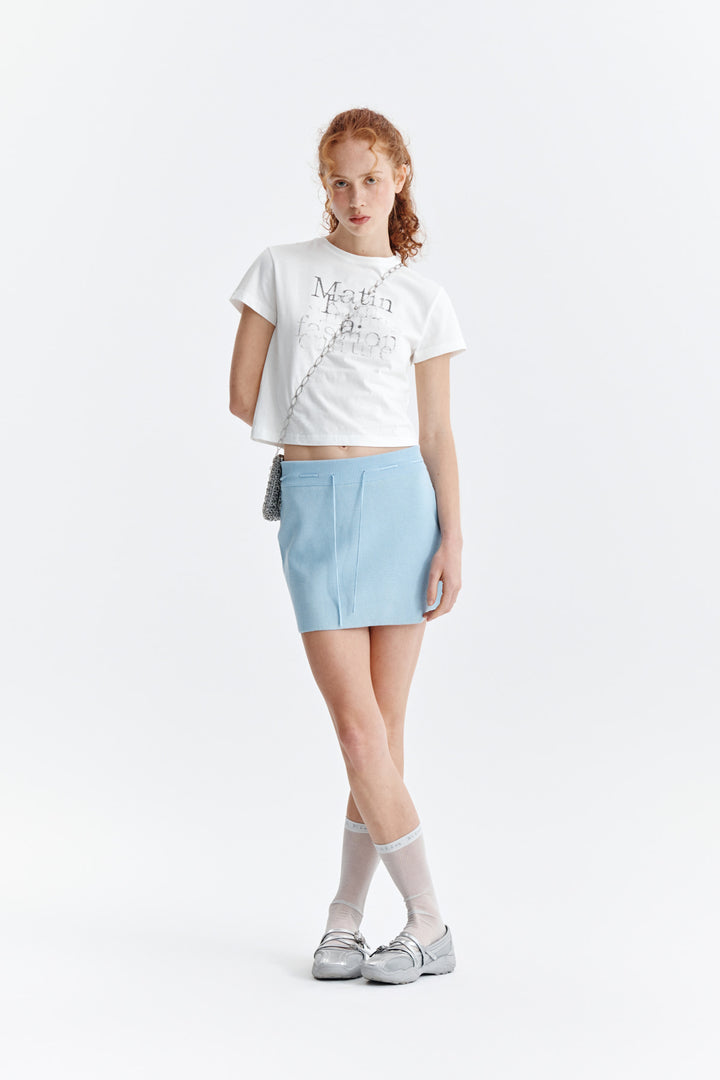 Matin Kim Dusty Typo Graphic Crop Top — White