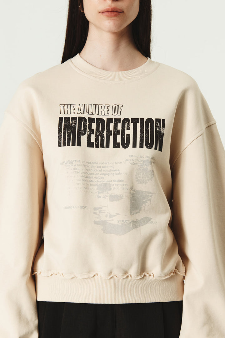 KIMMATIN Vintage Printing Sweatshirt — Cream