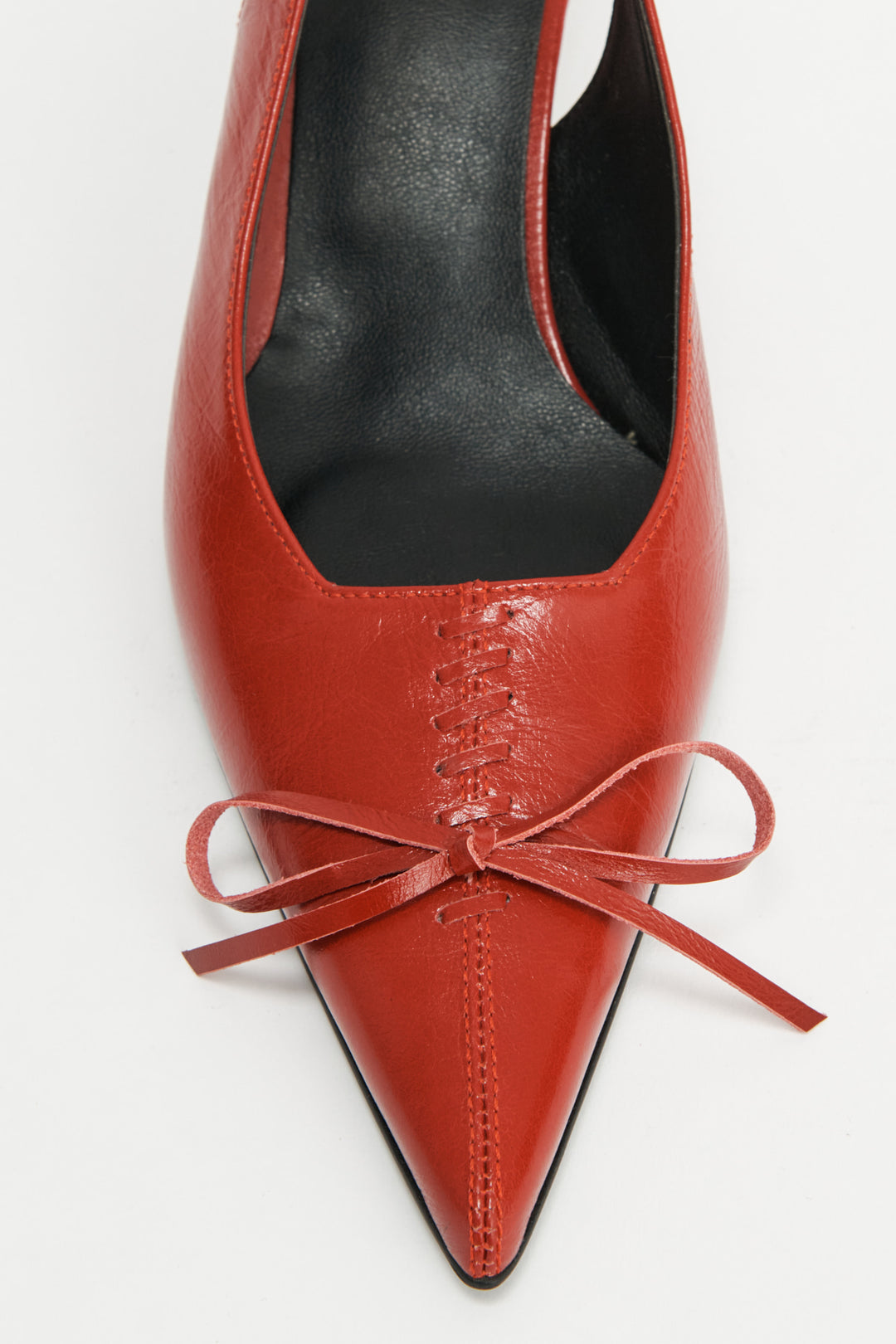 KIMMATIN Ribbon Stiletto Sling Back Heels — Red