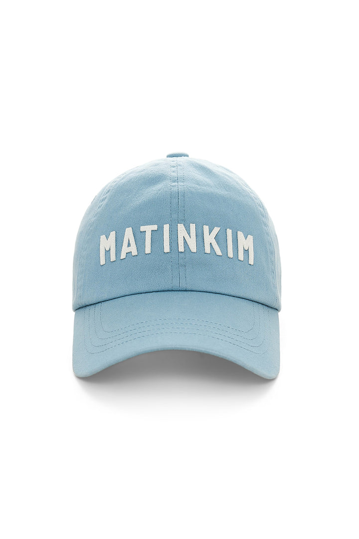 Matin Kim Applique Felt Logo Ball Cap — Light Blue