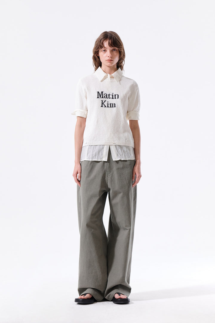 Matin Kim Half Sleeve Logo Pullover — White