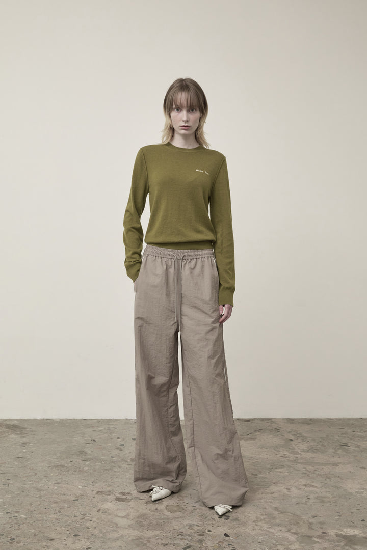 Matin Kim Cashmere Blended Round Knit — Olive