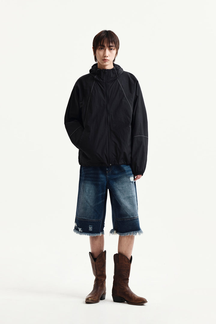 Matin Kim Back Logo Hoody Wind Breaker — Black