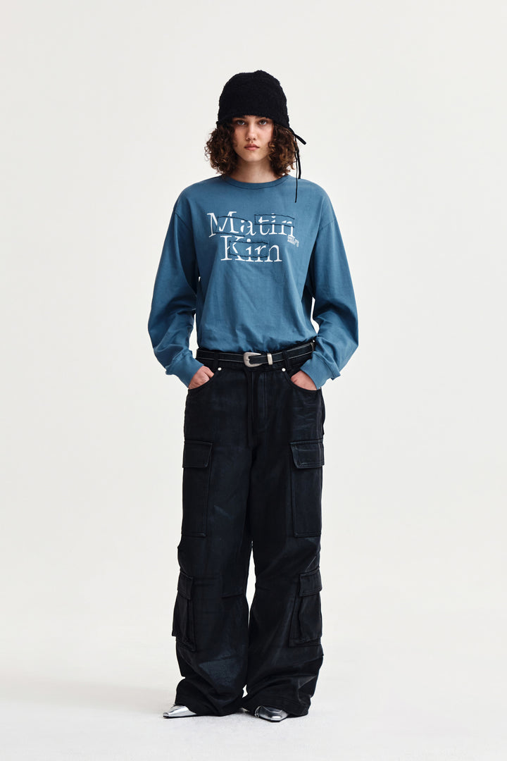 Matin Kim Patch Graphic Long Sleeve Top — Blue
