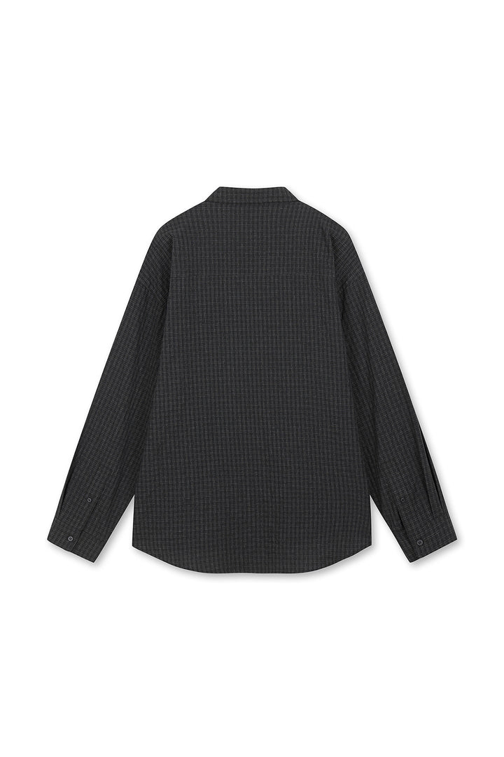 Matin Kim Front Graphic Check Shirt — Charcoal