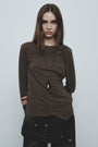KIMMATIN Twist Strap Long Sleeve Top — Brown