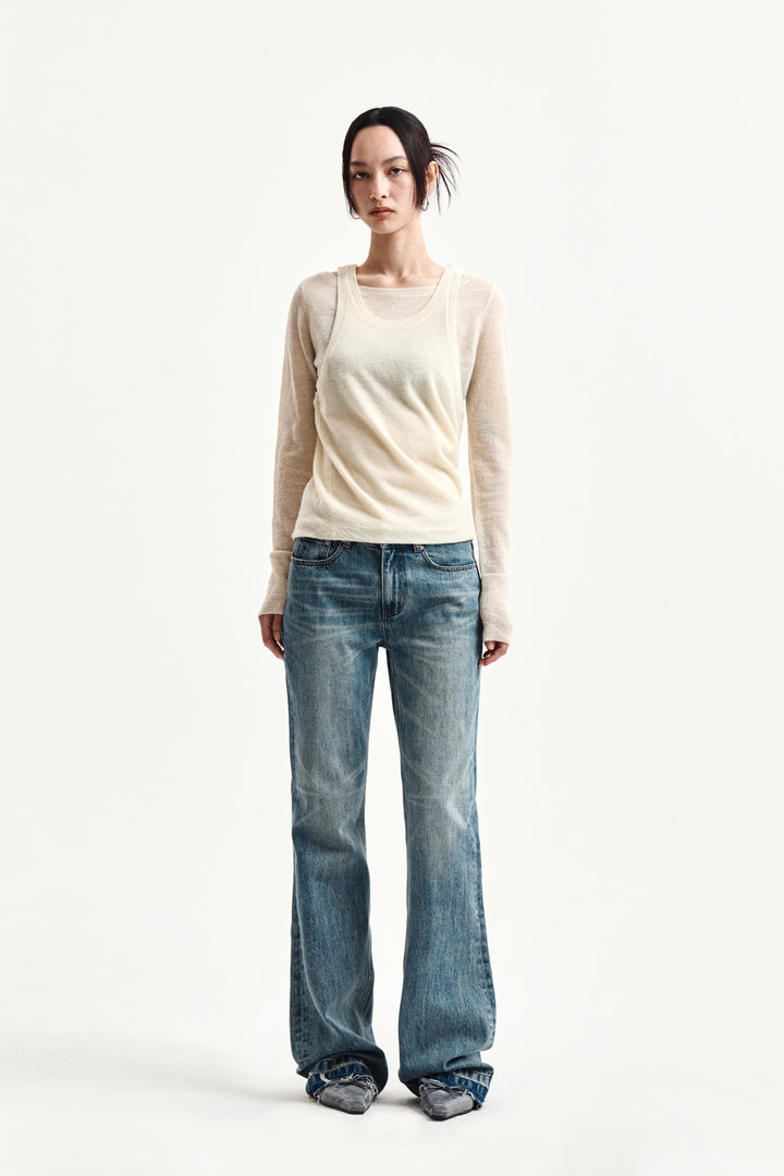 Matin Kim Mohair Layered Knit Pullover — Yellow