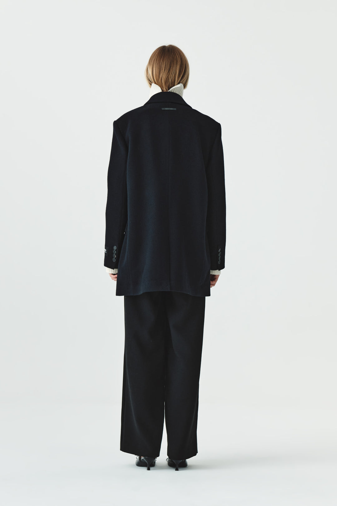 KIMMATIN Overfit Midi Double Coat — Navy blue