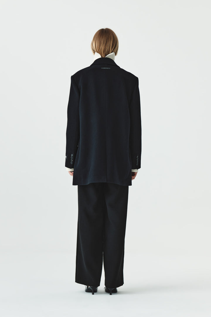 KIMMATIN Overfit Midi Double Coat — Navy blue