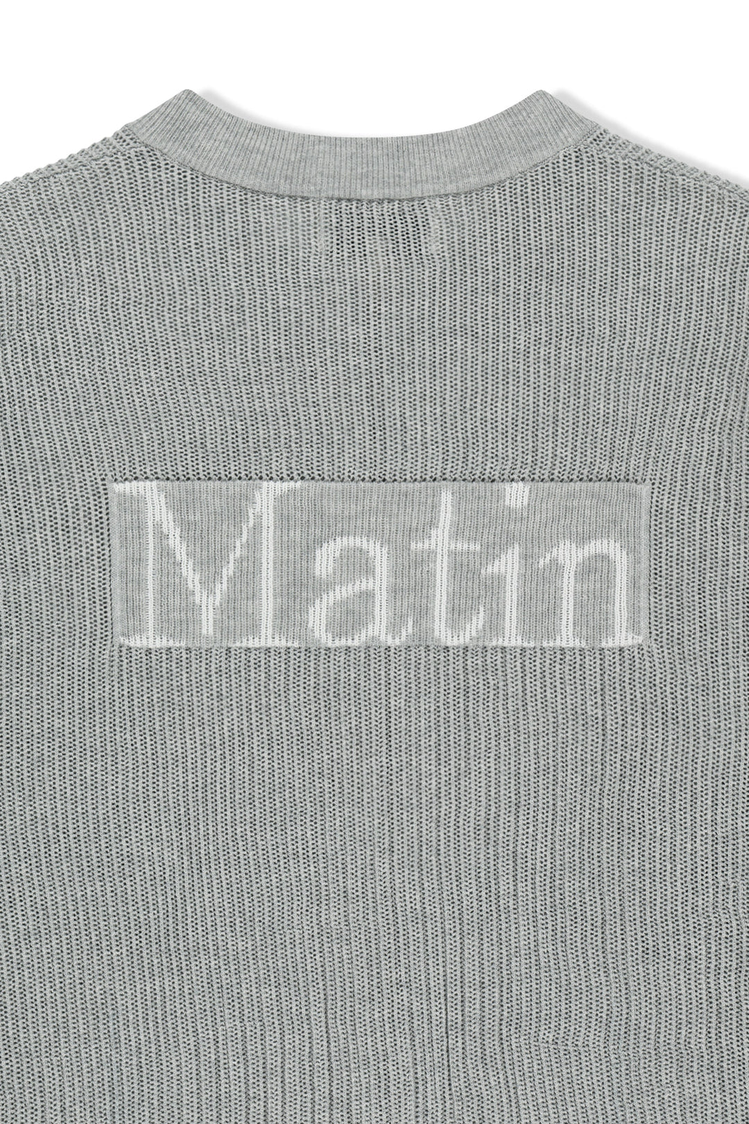 Matin Kim Back Logo Jacquard Mesh Knit Zip — Light Grey