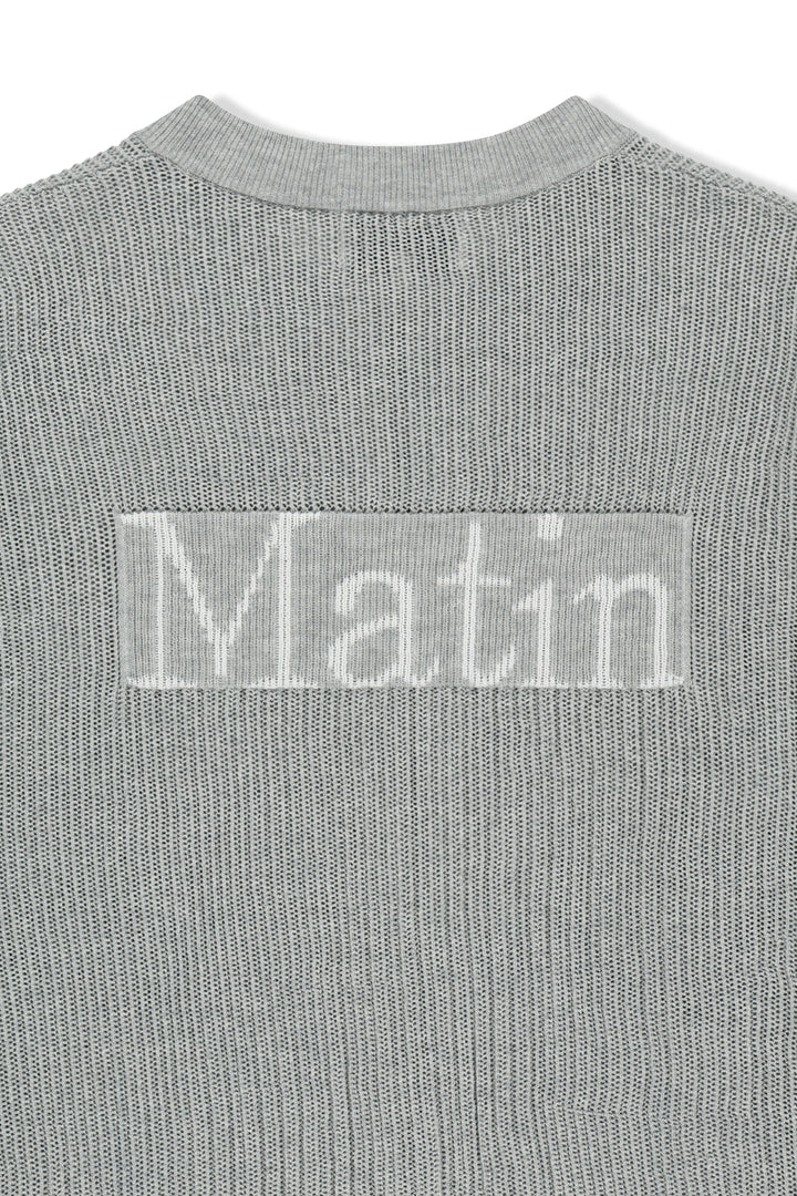 Matin Kim Back Logo Jacquard Mesh Knit Zip — Light Grey