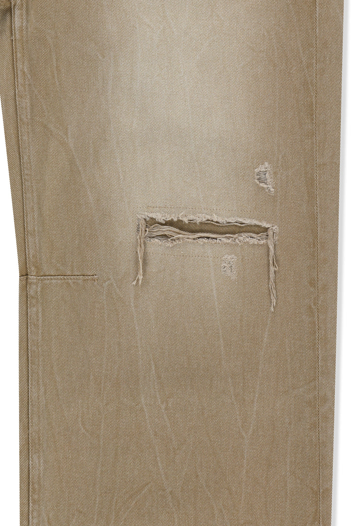 Matin Kim Back Logo Washed Denim Pants — Beige