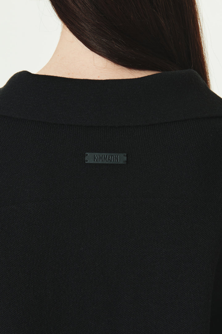 KIMMATIN Oversize Pique Pullover — Black