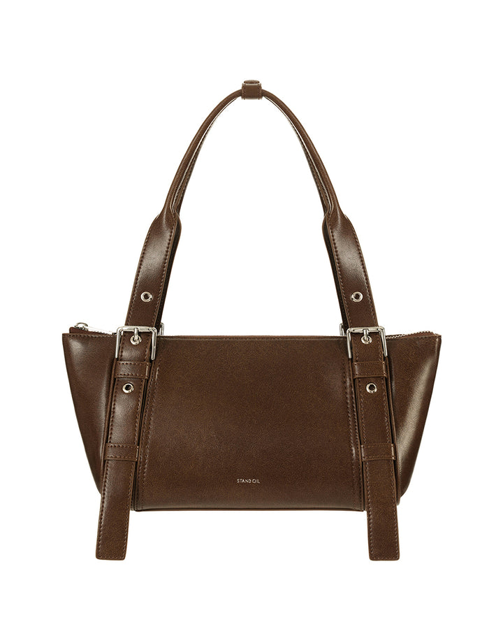Stand Oil Boat Bag — Glossy Shoulder Crossbody — Brown