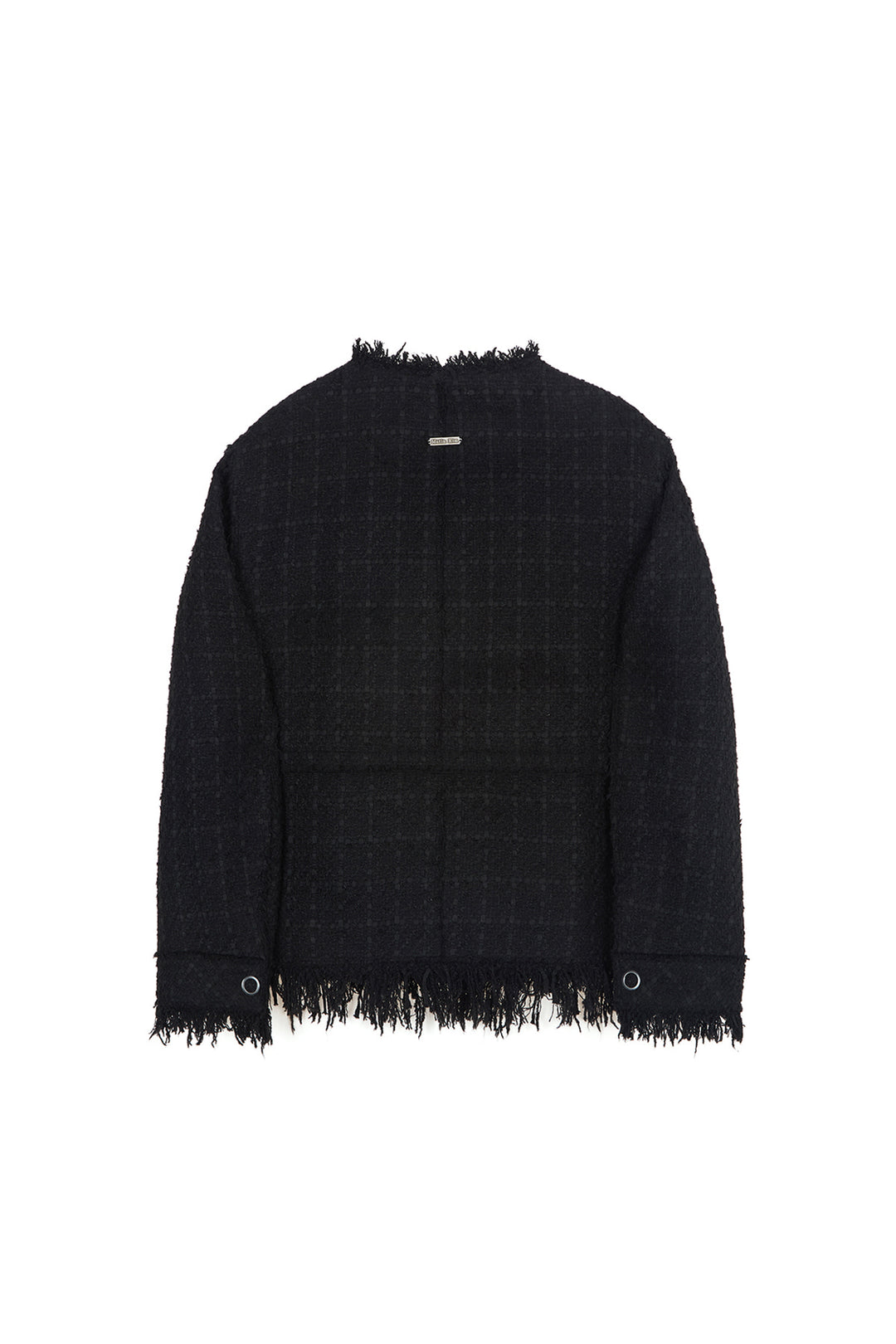Matin Kim Two Way Collarless Tweed Jacket — Black