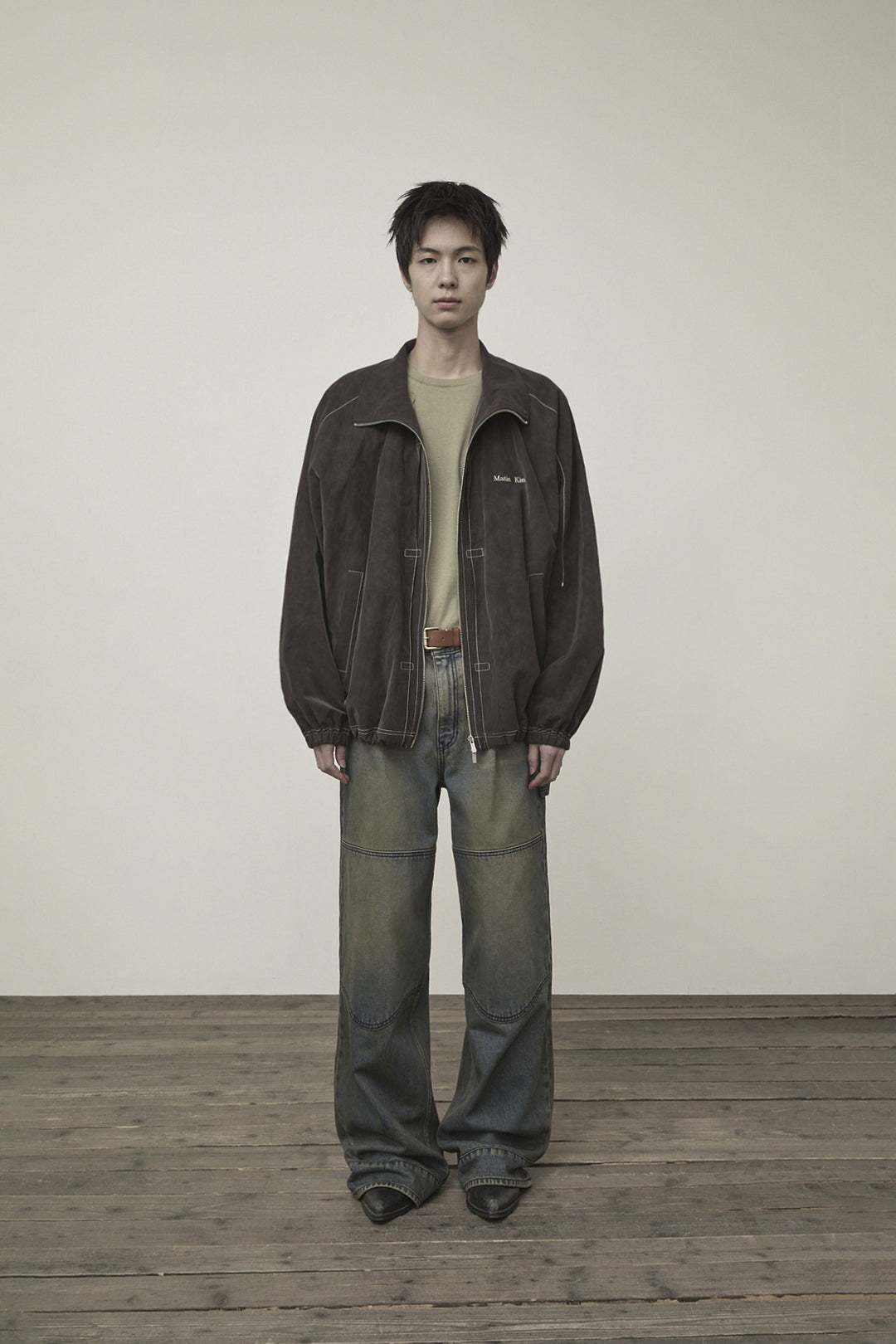 Matin Kim Stitch Point High Neck Jumper — Brown