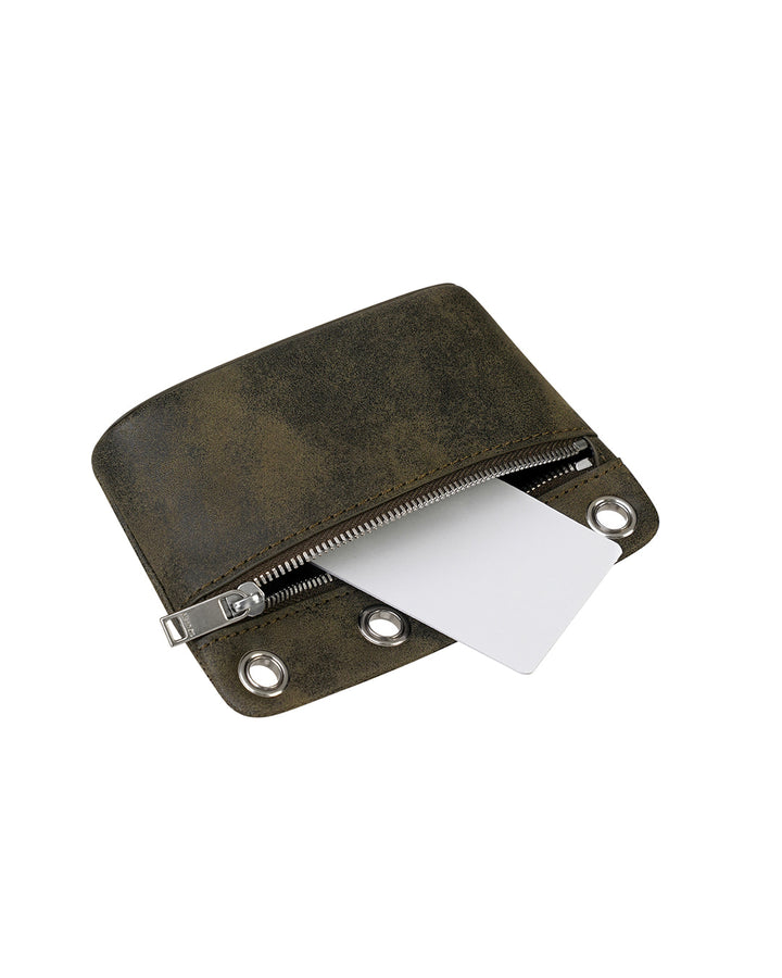 Stand Oil Loop Eyelet Pouch — Square Keychain Bag — Washed Brown