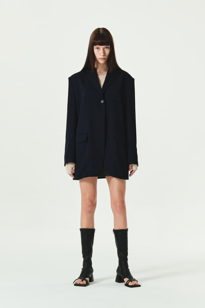 KIMMATIN Tailored Overfit Single Jacket — Dark Navy