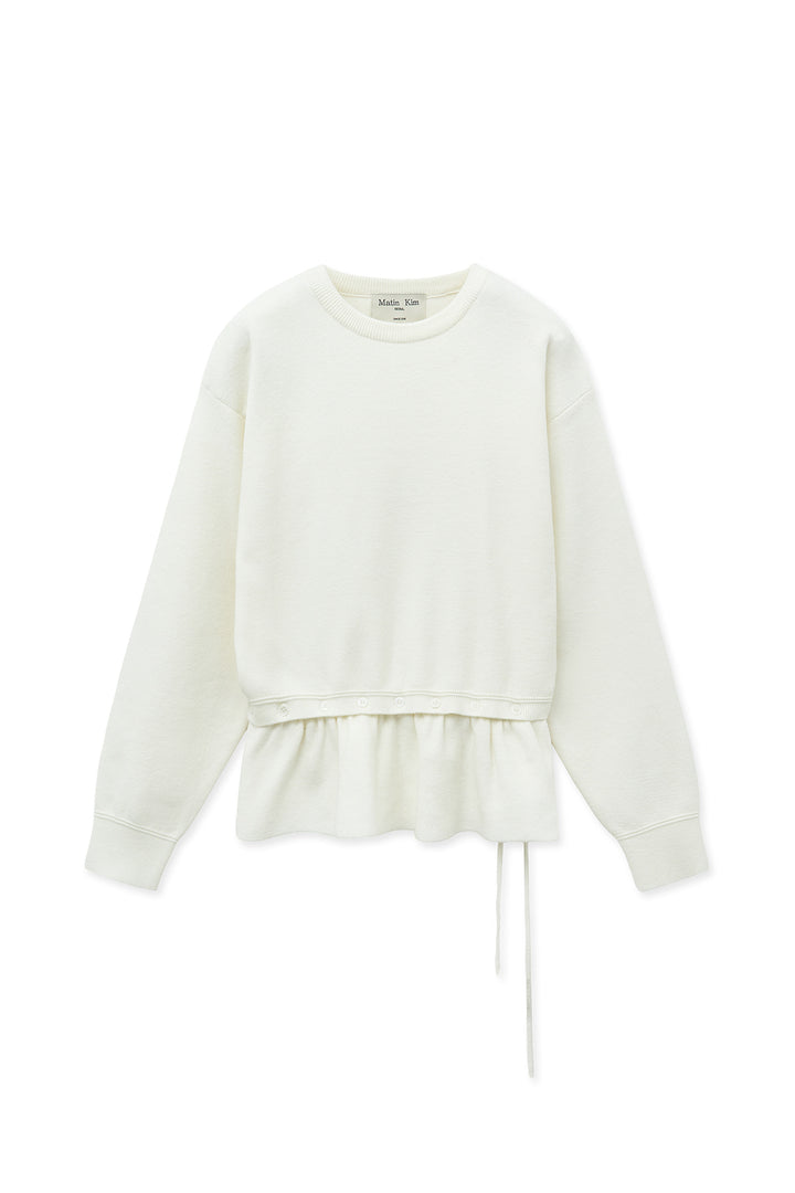 Matin Kim Detachable Skirt Knit Pullover — Ivory