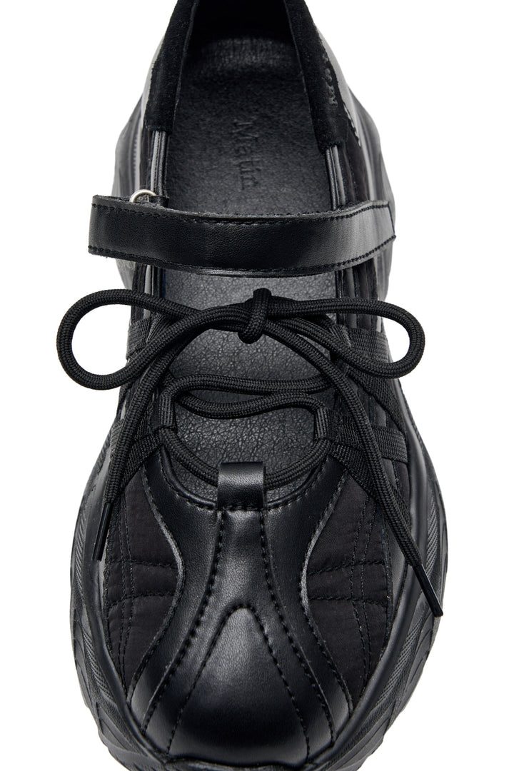 Matin Kim Lace Up Chunky Ballet Sneaker — Black
