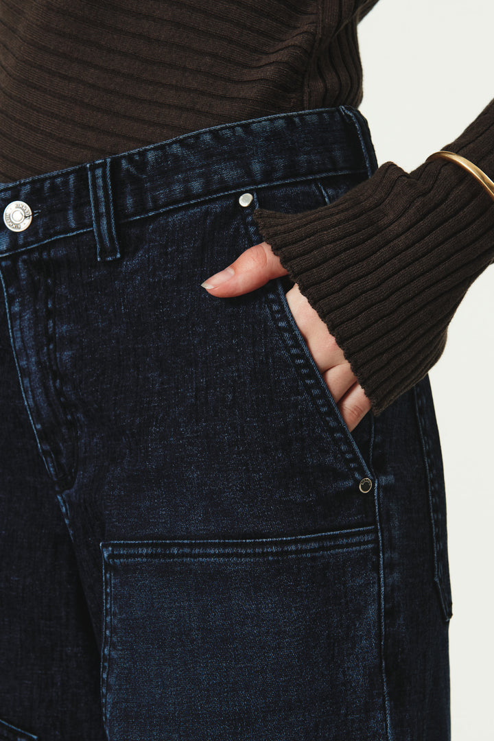 KIMMATIN Carpenter Velvet Denim Pants — Navy blue