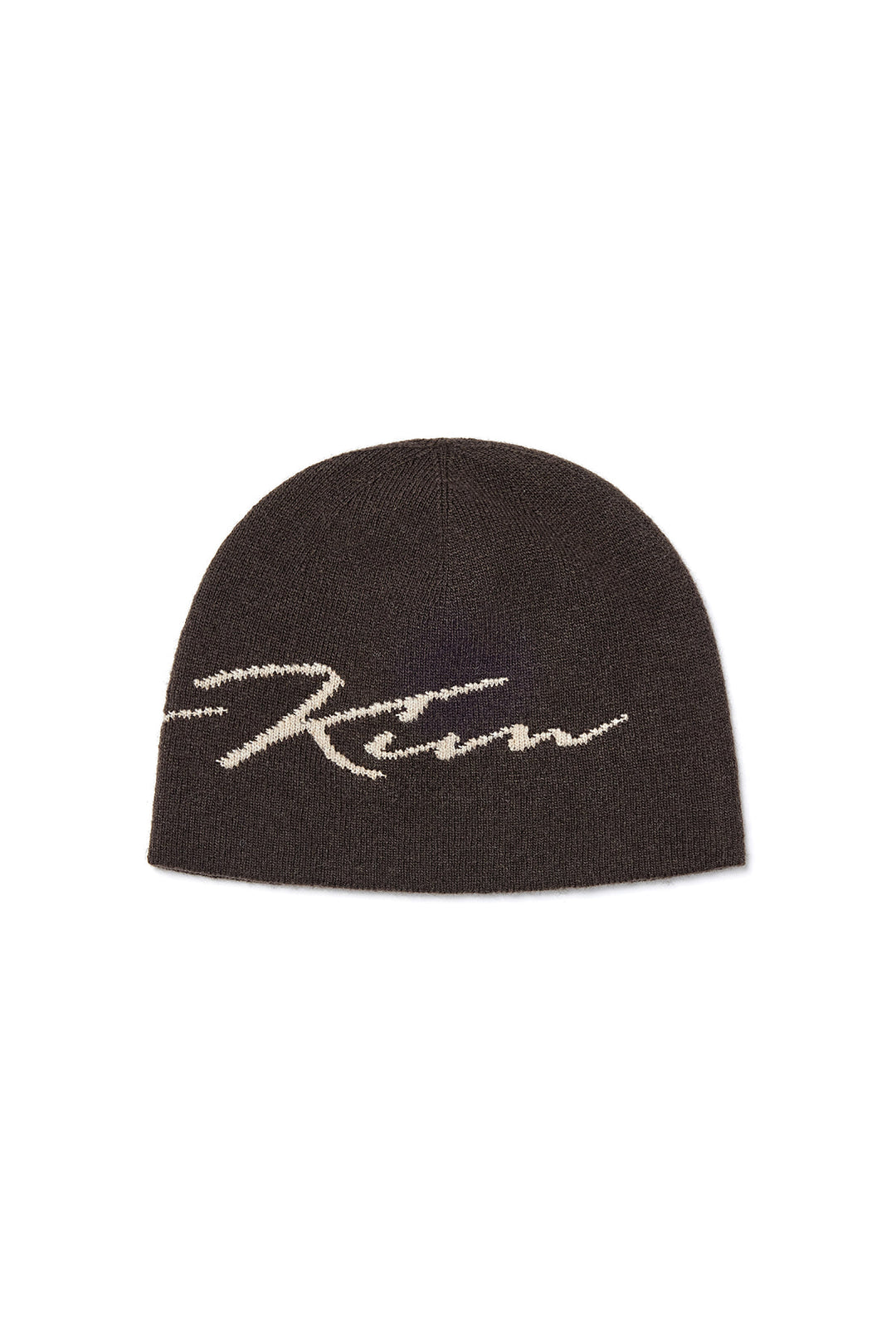 Matin Kim Logo Script Beanie — Brown
