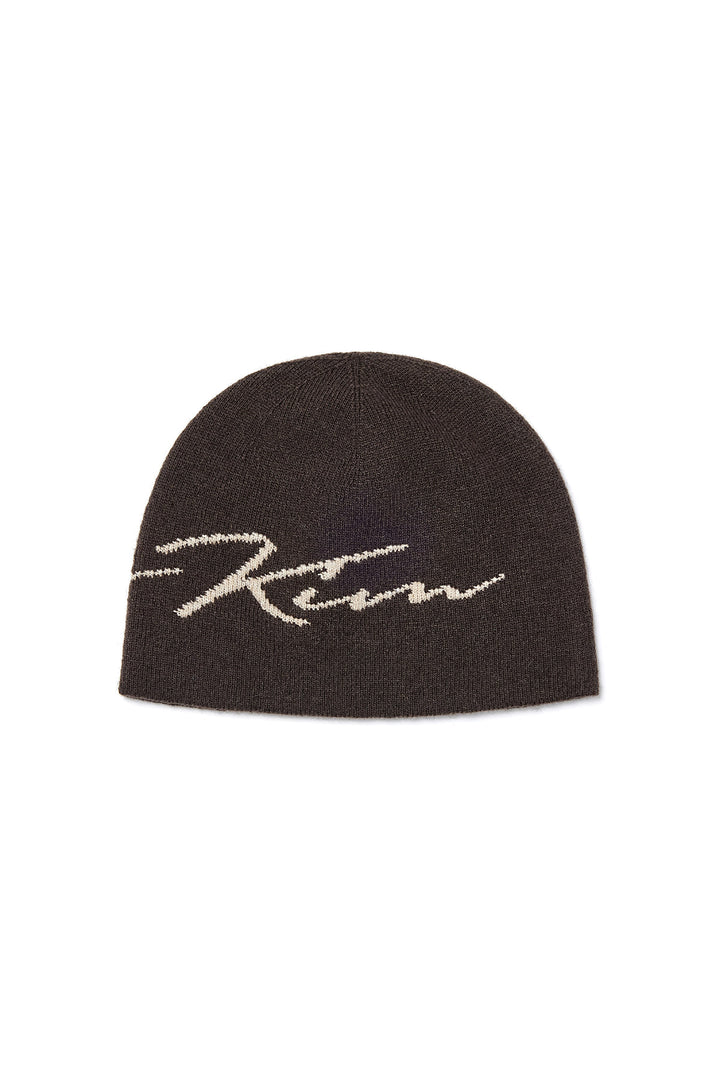 Matin Kim Logo Script Beanie — Brown