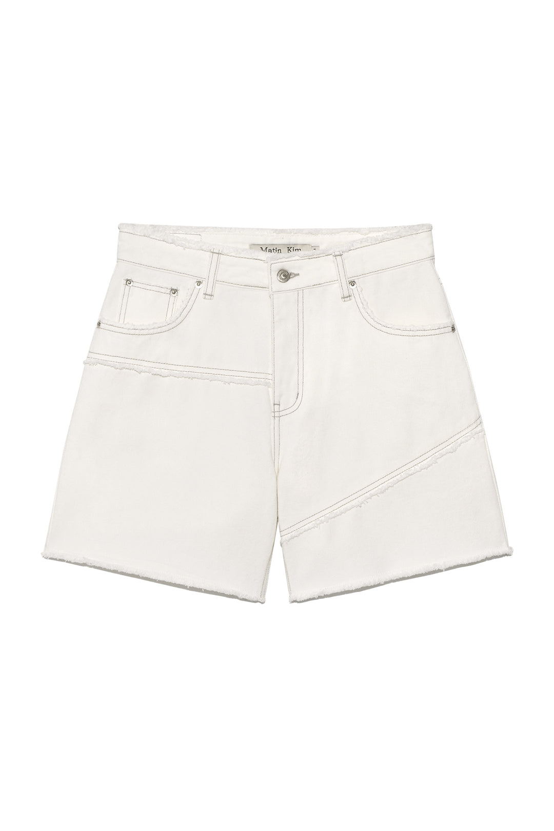 Matin Kim Cut Line Point Denim Shorts — White