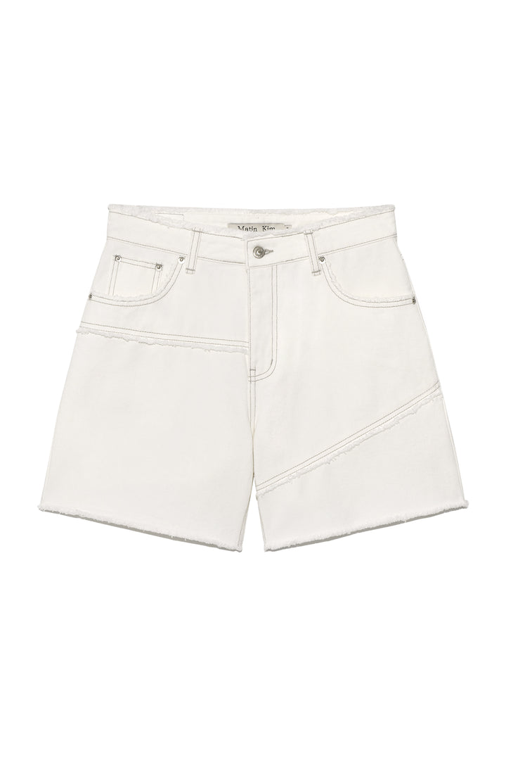 Matin Kim Cut Line Point Denim Shorts — White