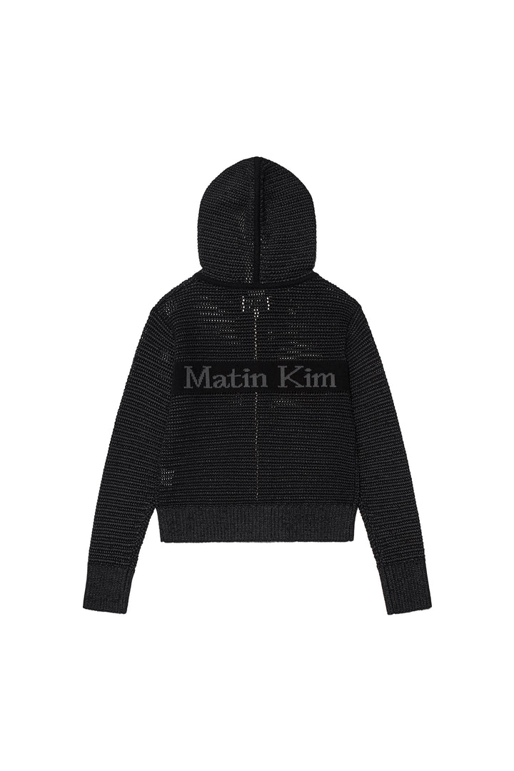Matin Kim Two Tone Mesh Knit Hoody — Black