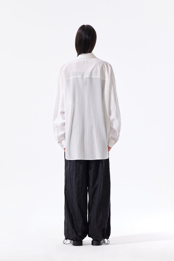 Matin Kim Nylon Crinkle Wide Pants — Black