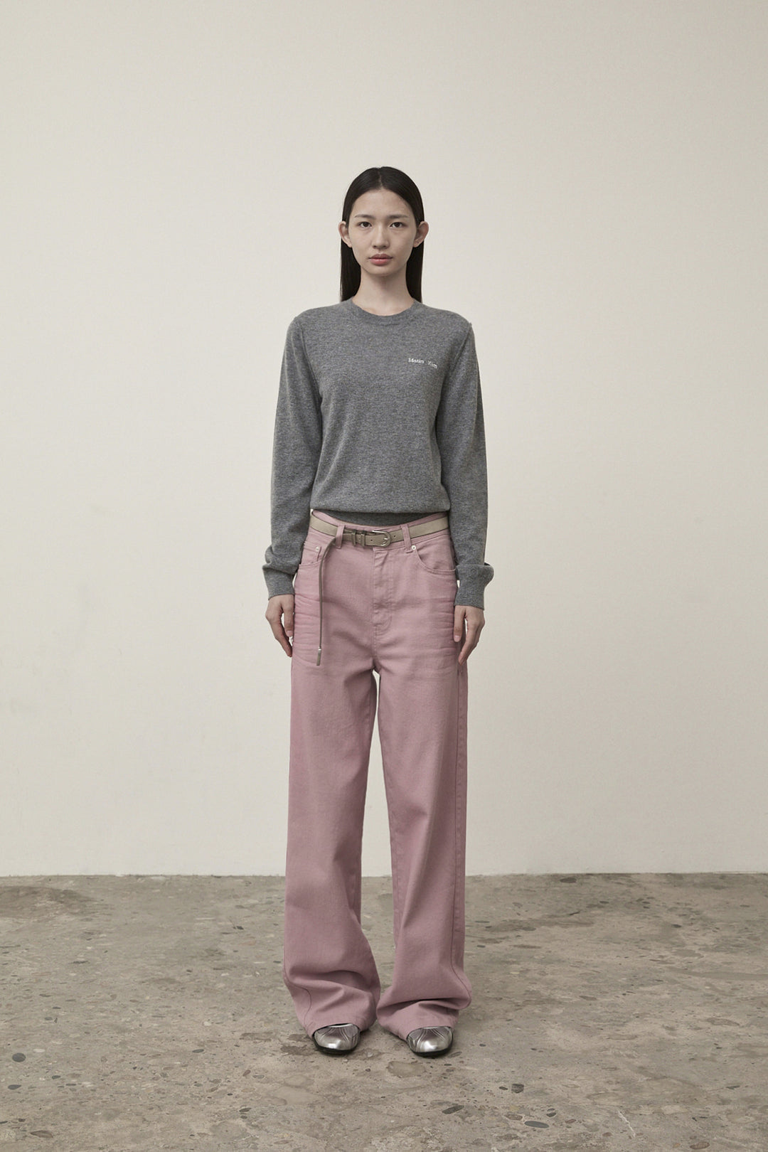 Matin Kim Cashmere Blended Round Knit — Gray