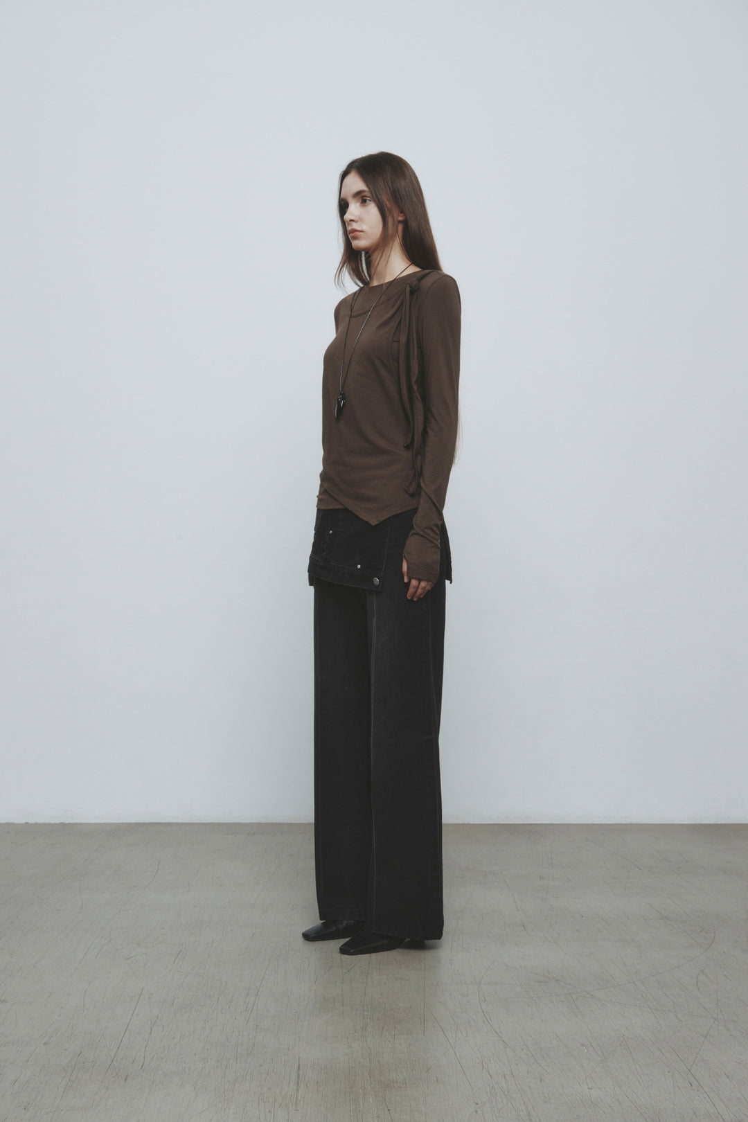 KIMMATIN Upside Down Layered Denim Pants — Black