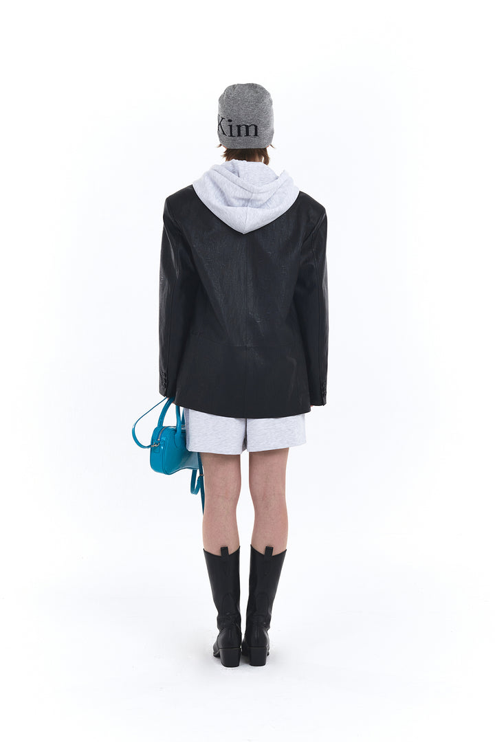 Matin Kim Logo Jacquard Short Beanie — Gray