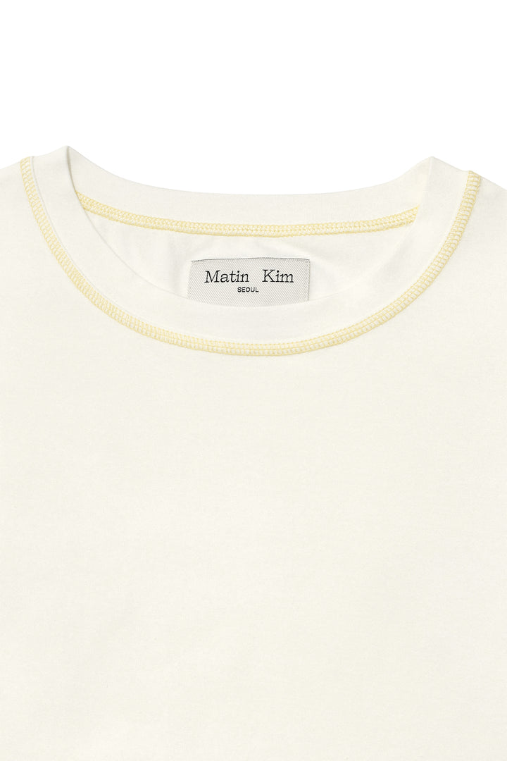 Matin Kim Three Quarter Logo Slim Top — White