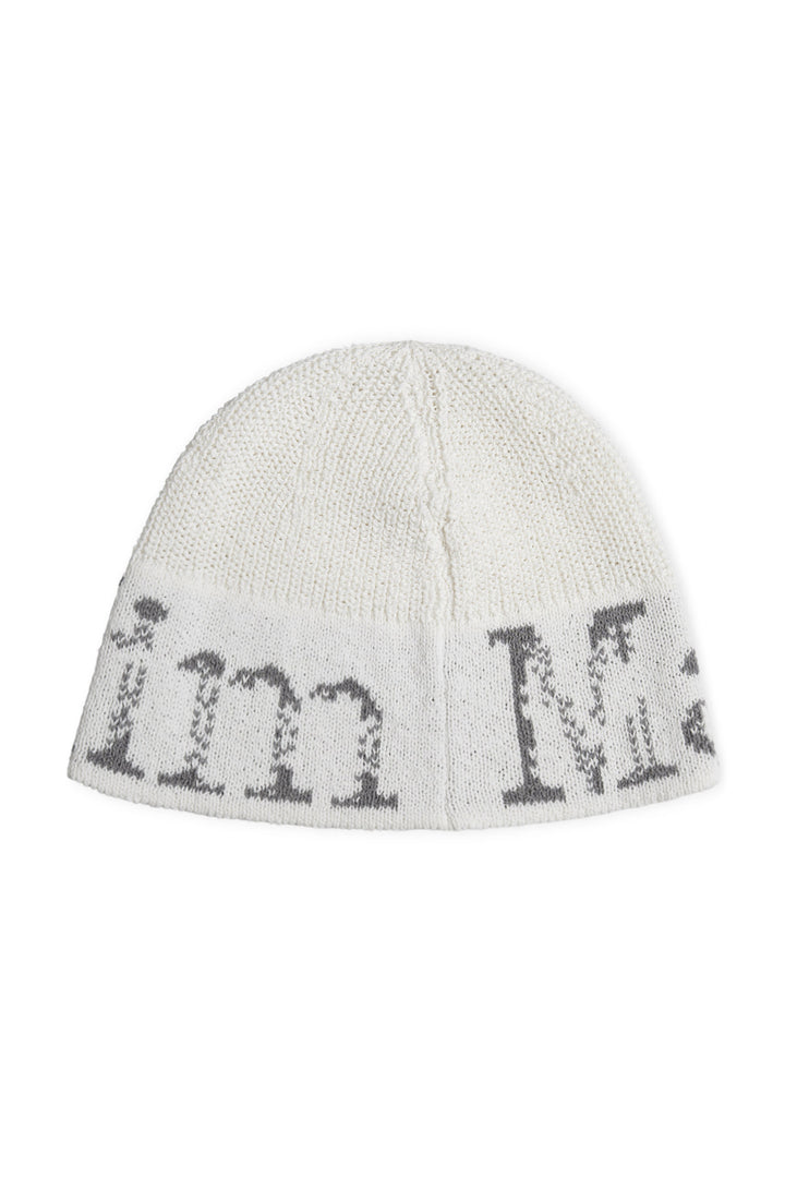 Matin Kim Cracked Logo Light Bucket Beanie — Ivory