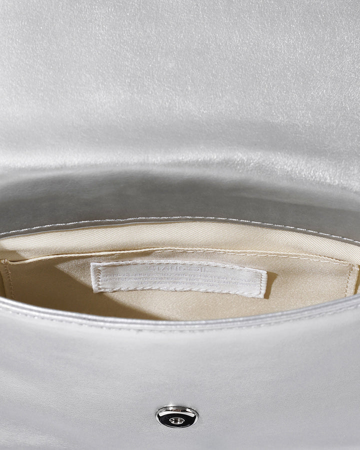 Stand Oil Cookie Bag — Glossy Shoulder Crossbody — Silver