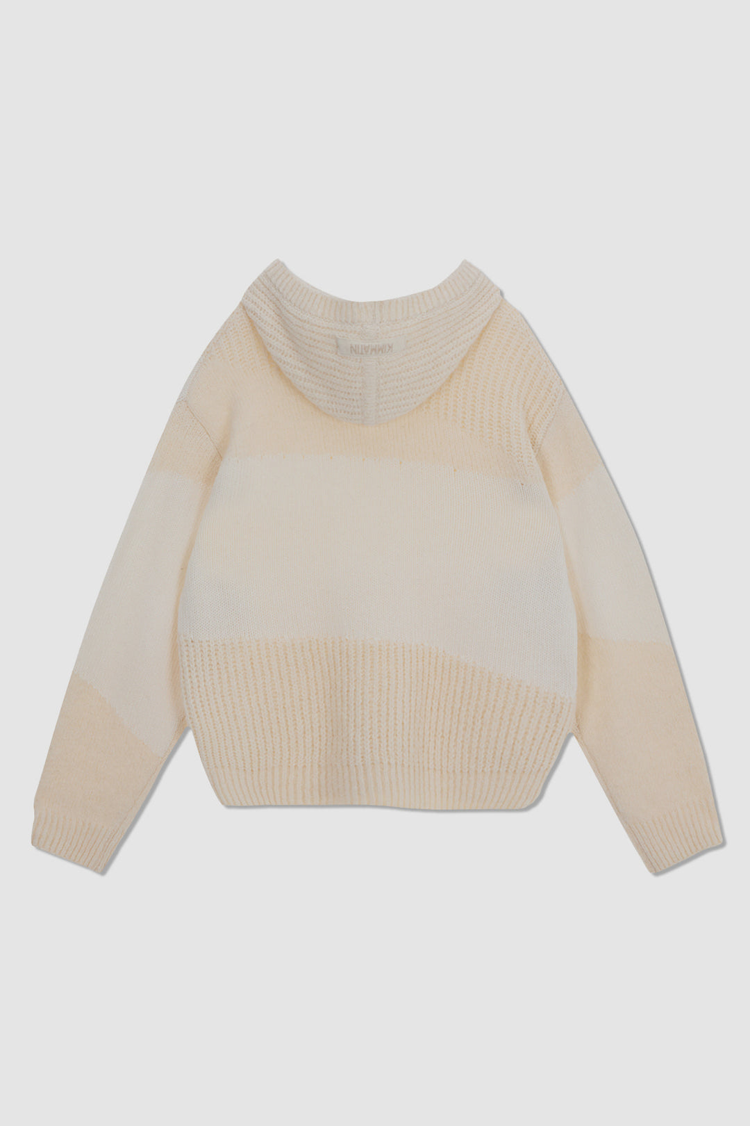 KIMMATIN Color Mix Unbalance Knit Hoody — Ivory