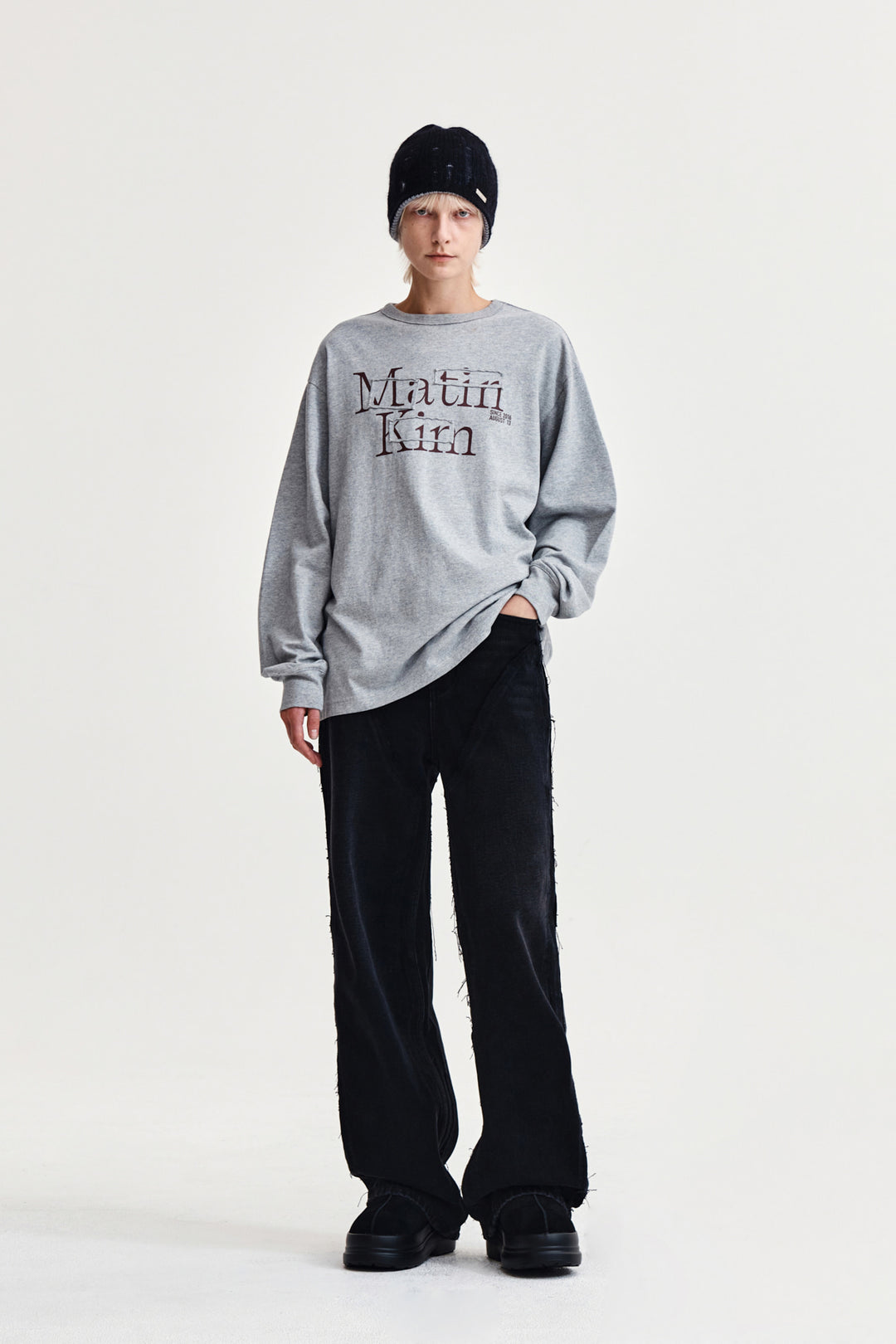 Matin Kim Patch Graphic Long Sleeve Top — Gray