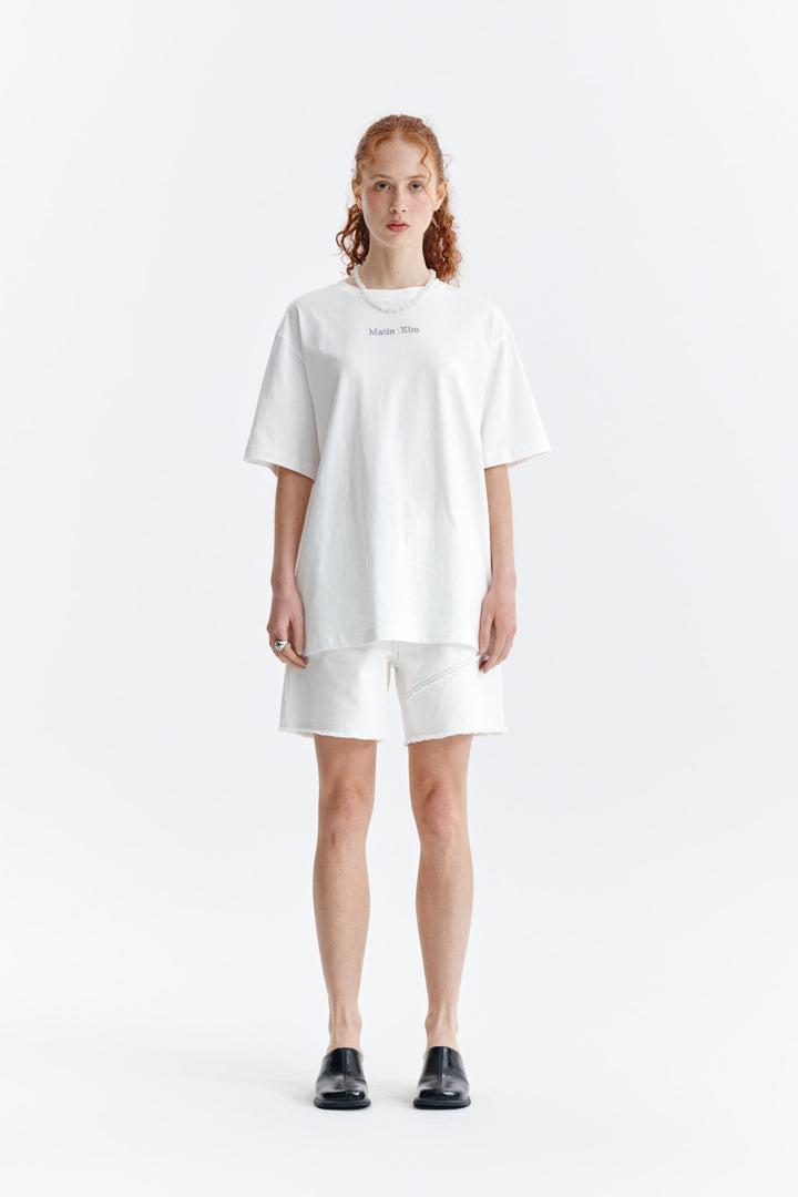 Matin Kim Embroidery Small Logo Oversize Top — White