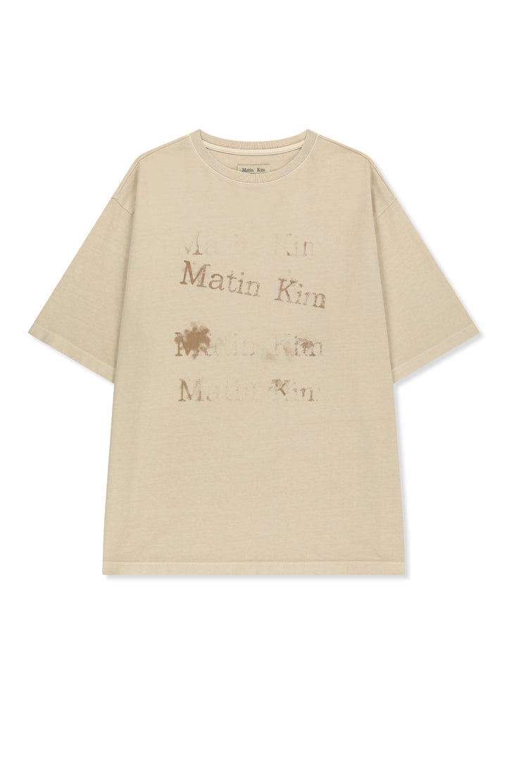 Matin Kim Pigment Graffiti Logo Tee — Beige