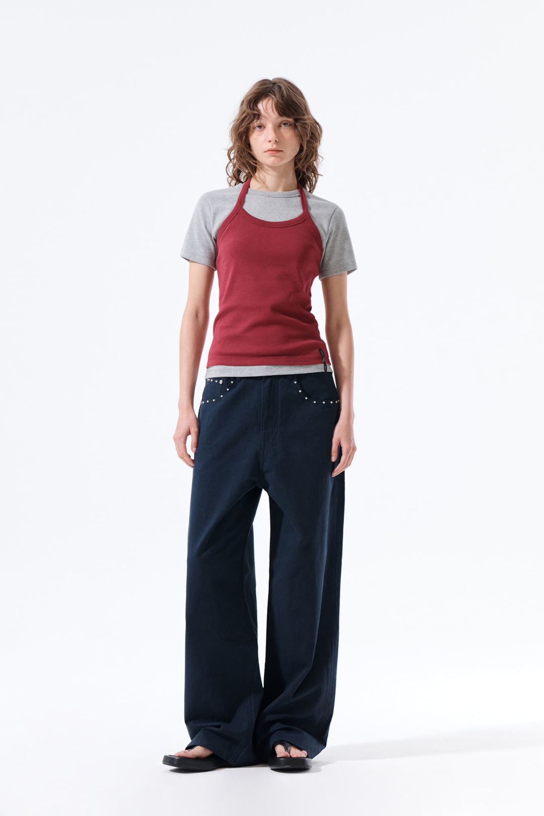 Matin Kim Label Detail Halter Tank — Wine