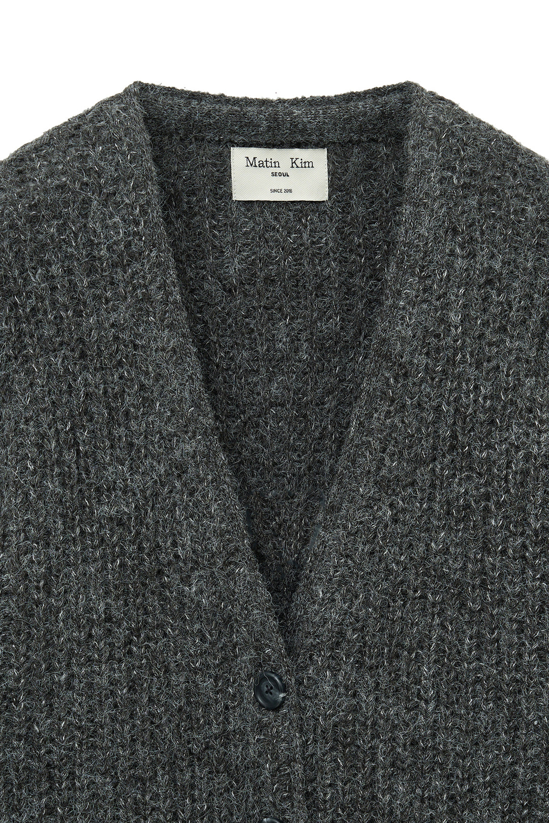 Matin Kim Side Button Point Overfit Cardigan — Charcoal