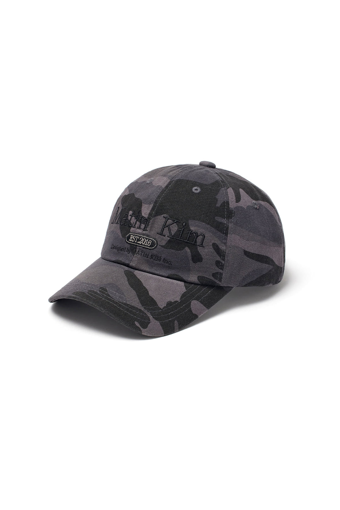 Matin Kim Camouflage Logo Ball Cap — Charcoal