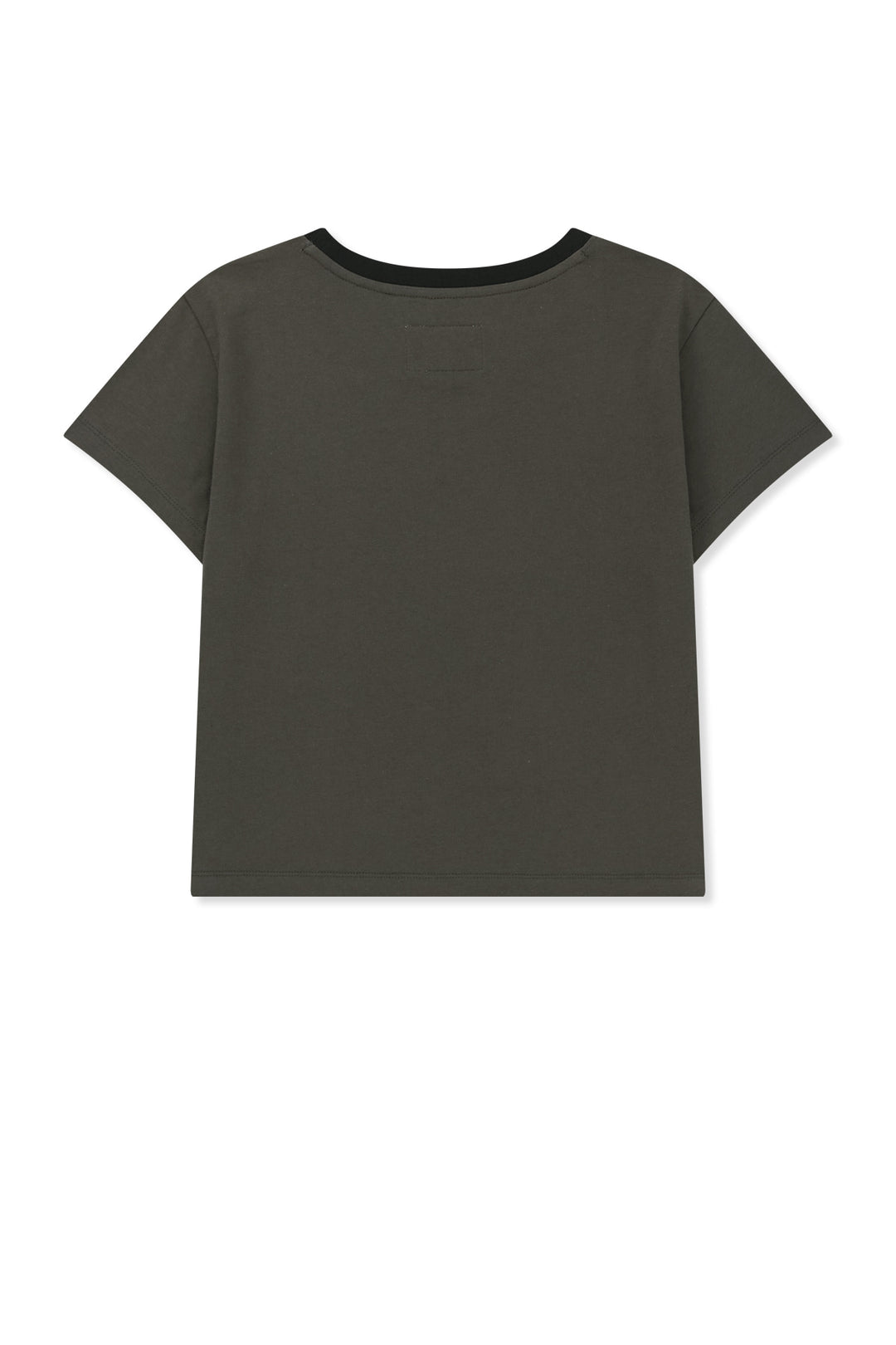Matin Kim Tonal Rib Logo Crop Top — Charcoal