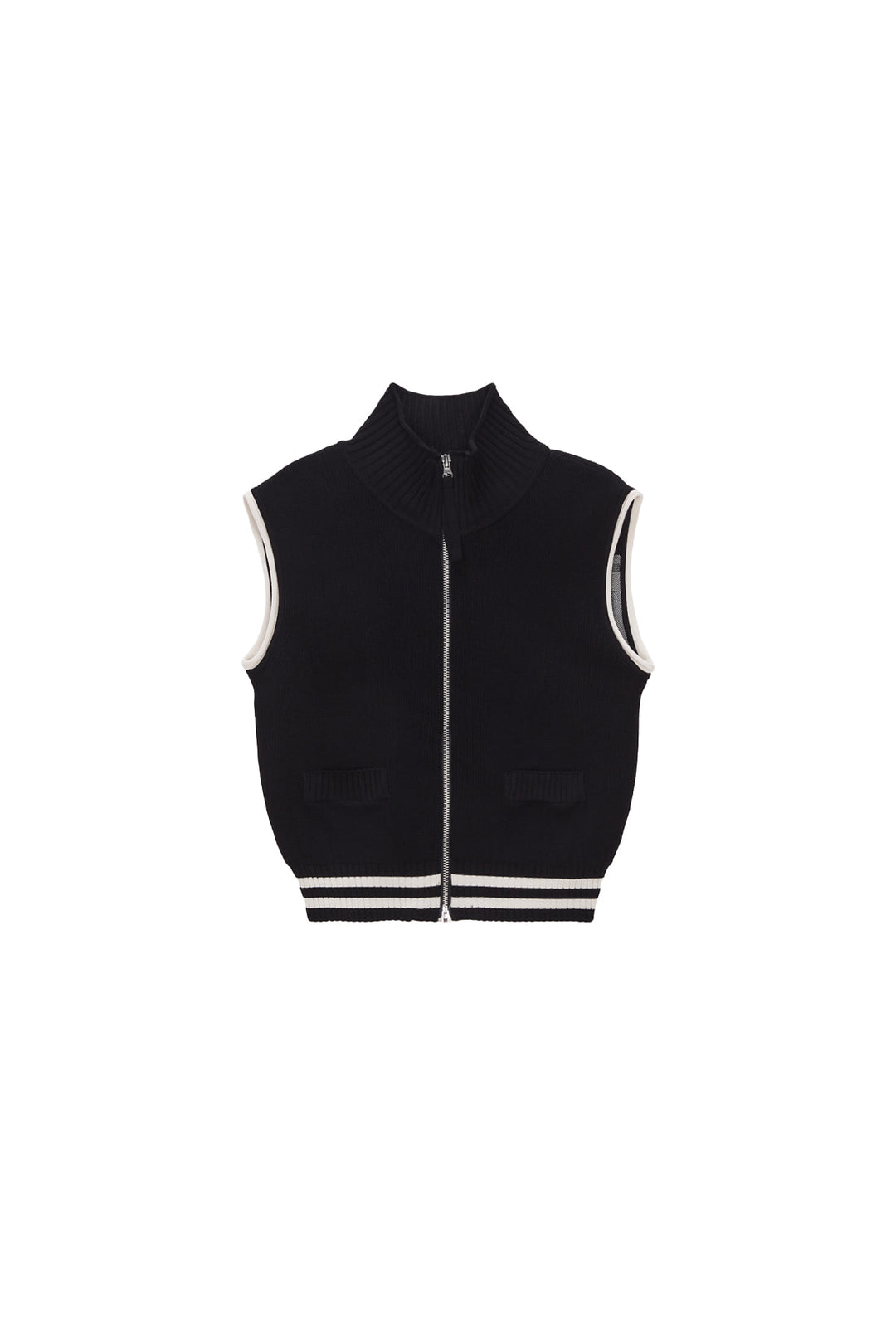 Matin Kim Spell Point Stripe Knit Vest — Black