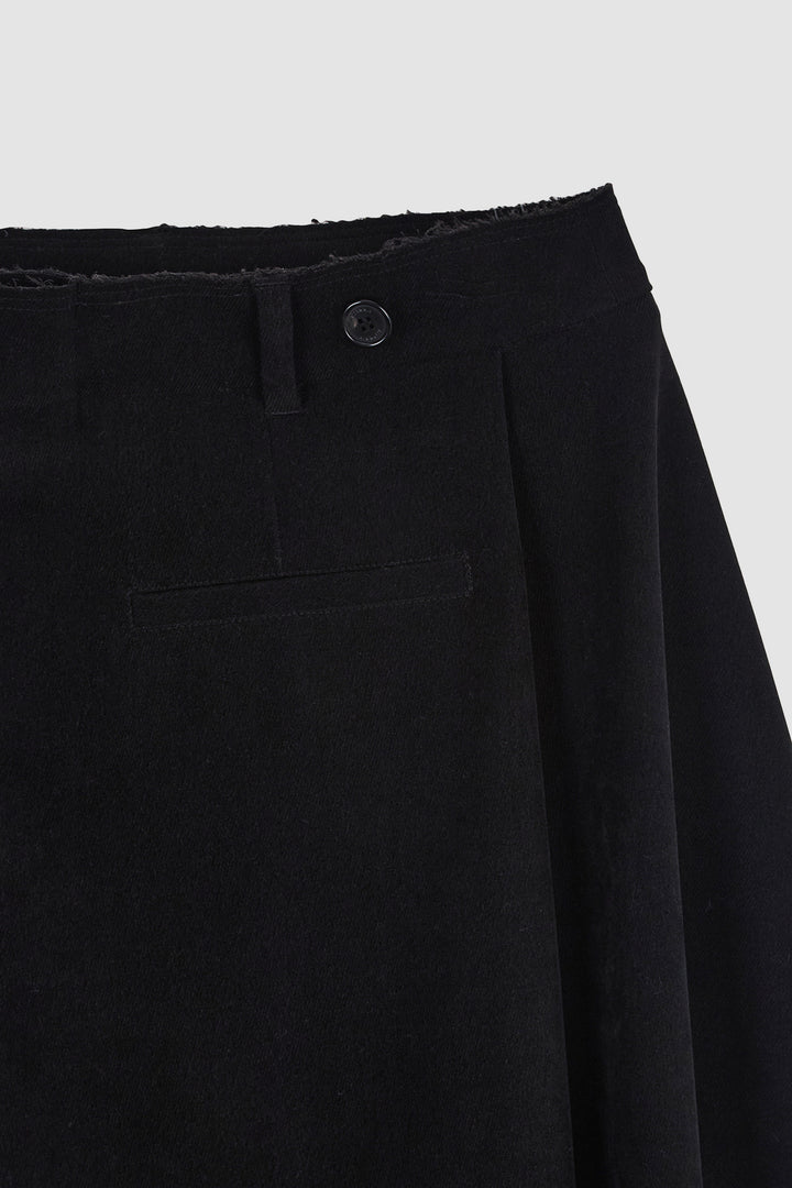 KIMMATIN Asymmetric Wrap Midi Skirt — Black