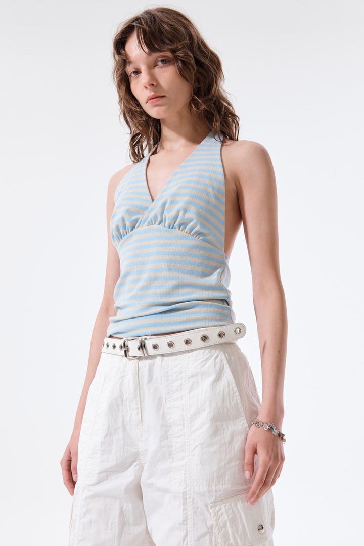 Matin Kim Striped Halter Neck Top — Light Blue