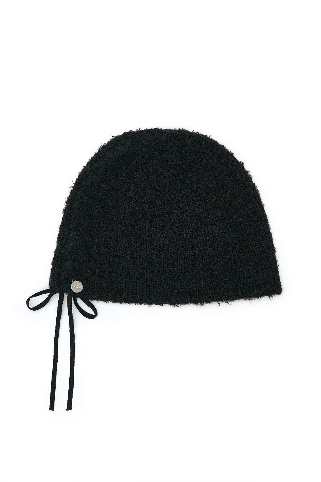 Matin Kim Ribbon Tie Knit Beanie — Black